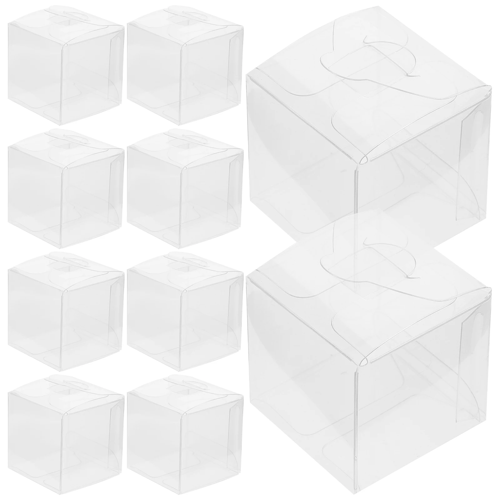 

10 Pcs Clear Plastic Packaging Boxes Small Transparent Square Candy Boxes for Cake Party Favors Gift Bulk Rectangle Display