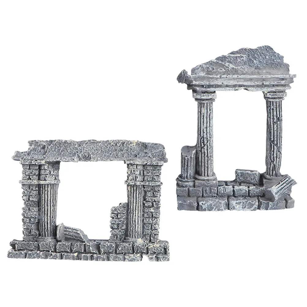 

2pcs Resin Roman Column statue Fish Tankss Decorations Aquarium Landscape Decoration Roman Column Resin Craft 8x6x1.5 cm