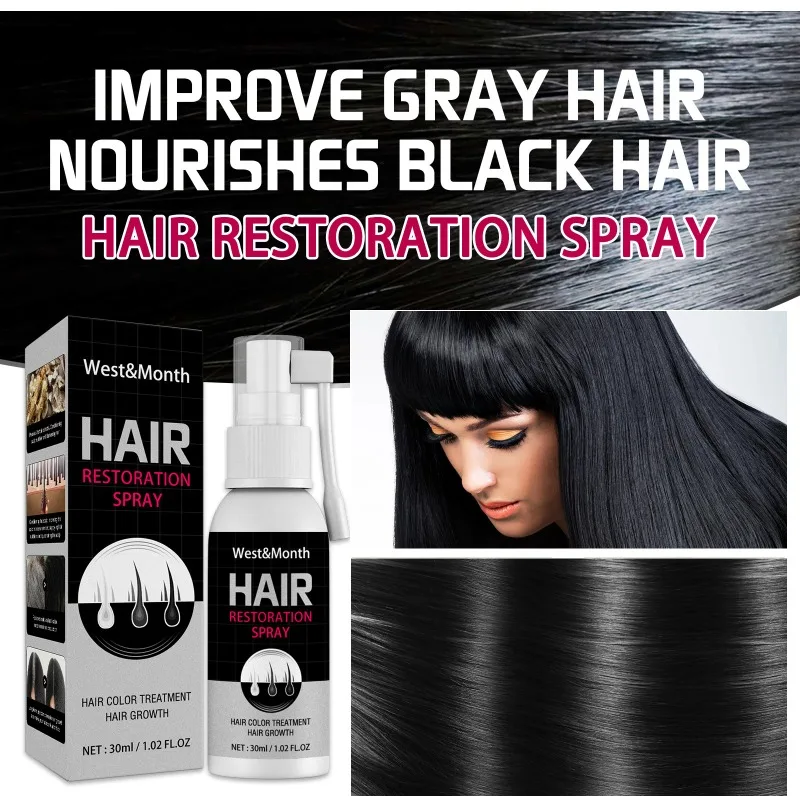 

Gray White Hair Treatment Serum Hair Black Repair Spray White Hair Dry Frizzy Damaged Repair Treatment Scalp Essential Oil