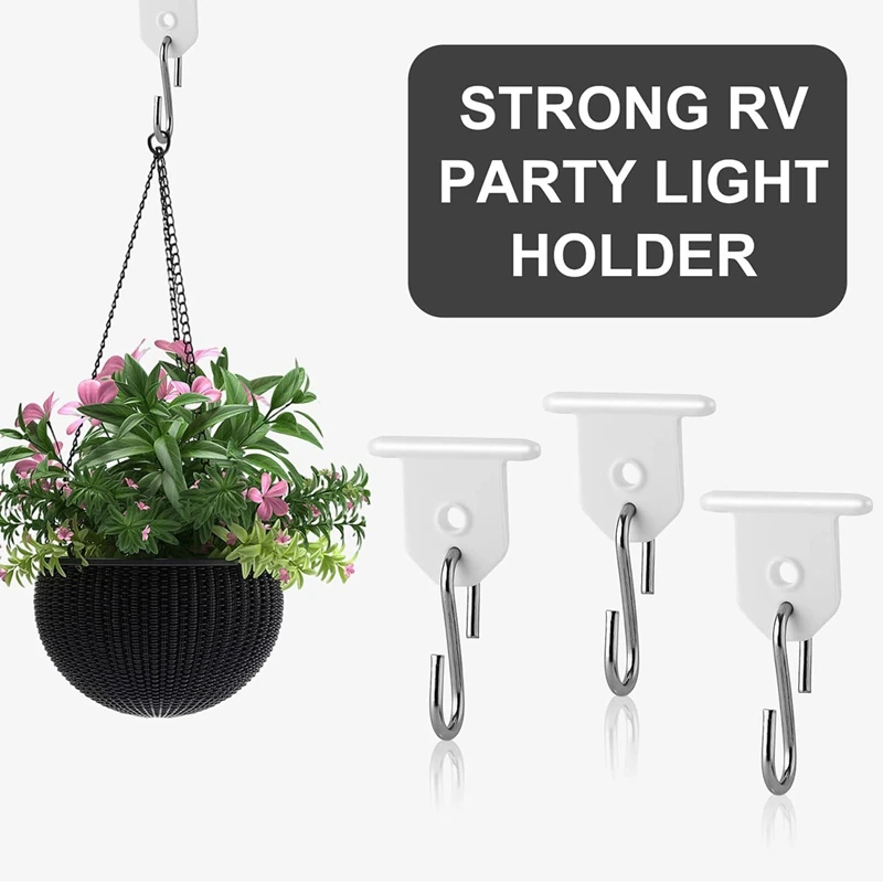 24 PCS Rv Party Light Hangers S-Shaped Awning Hooks Plastic And Metal RV Party Light Hangers Canopy Light Hooks