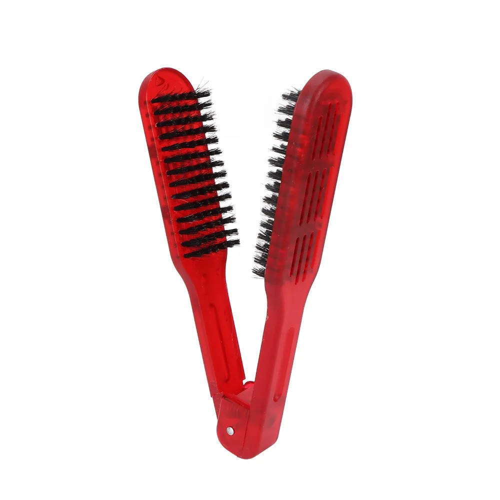 V-Shape Design Hair Straightening Brush Splint Structure Portable Hair Styling Comb Double Sides Convenient