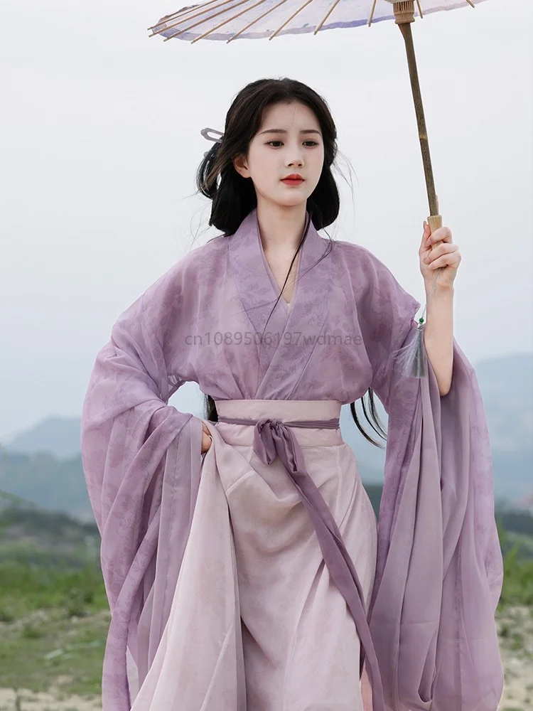 

Chinese Ancient Traditional Clothes Hanfu Dress For Women Purple Elegant Long Han Fu Dress Carnival Performance Party Costume