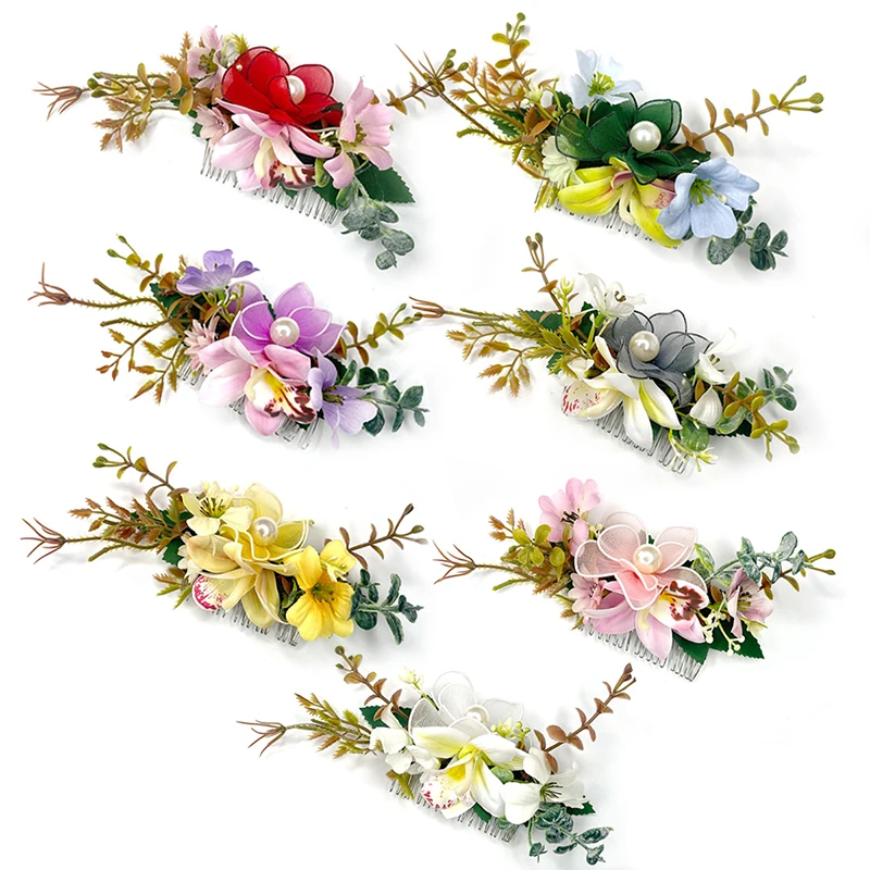 

Новые женские красочные цветочные расчески для волос невесты, свадебные аксессуары для волос, расчески для волос с цветочным листом, головные уборы, модные заколки с цветочным принтом, 1 шт.