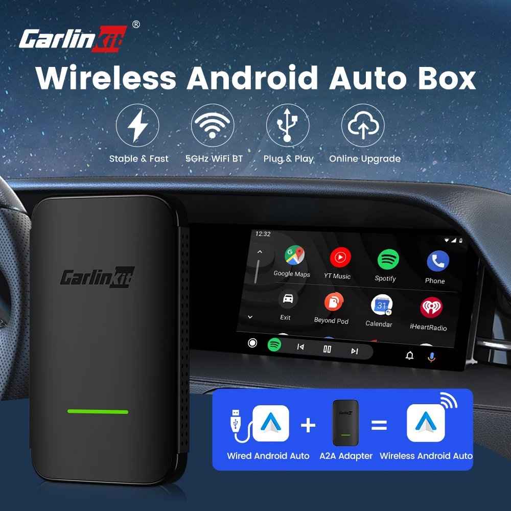 

A2A CarlinKit Mini Wireless Android Auto Smart Wireless Adapter USB Dongle Auto-connec Plug And Play For Car Radio With Wired AA