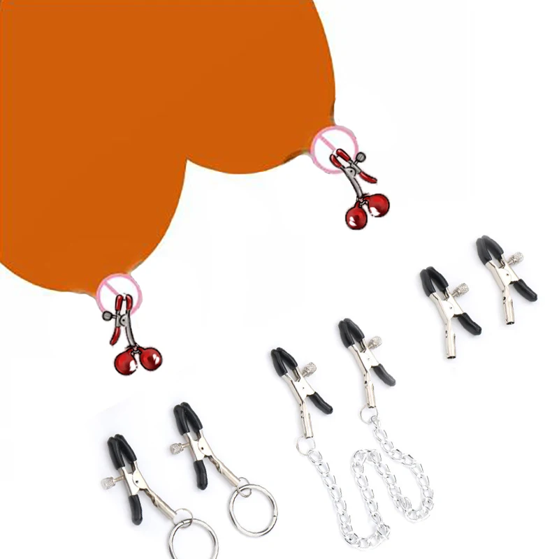 Nipple Clamps 2 Pcs Adult Games Masturbation Sex Toys Metal Clitoris Clips Breast Stimulation Bondage Restraint Accessories