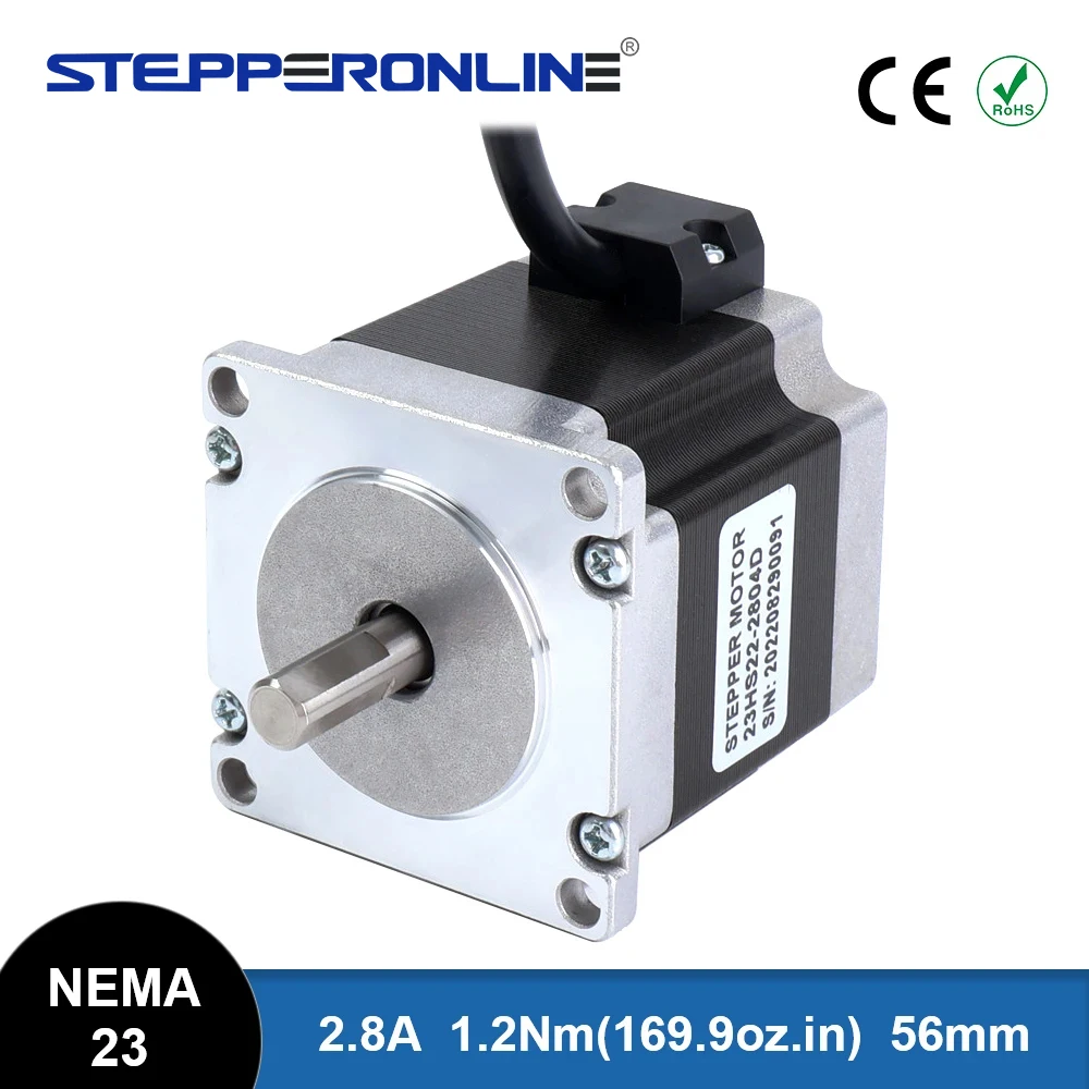 Dual Shaft Nema 23 Stepper Motor 1.2Nm(178.4oz.in) 2.8A 56mm 4-lead 57 Motor 8mm Shaft for CNC Router Engraving Milling Machine