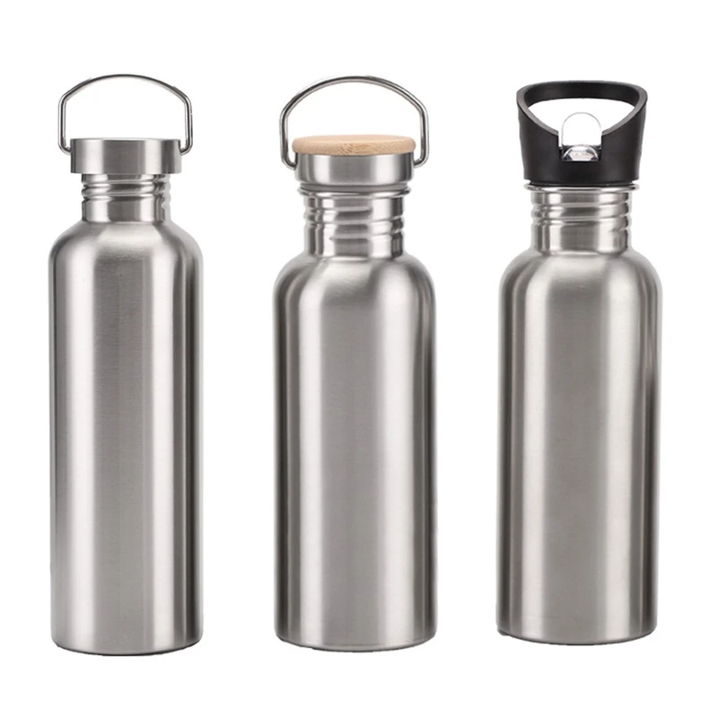 Wide Mouth Water Bottle with Handle Stainless Steel Reusable Sports Bottles Non Insulated Dishwasher Safe