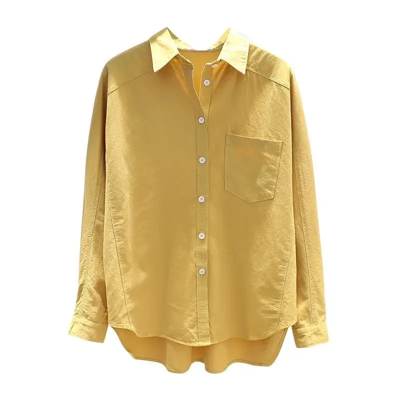 Cotton Long Sleeve Shirts and Blouses Solid Color Fine Elegant Blouses for Women Korean Style Clothes Women Summer E630