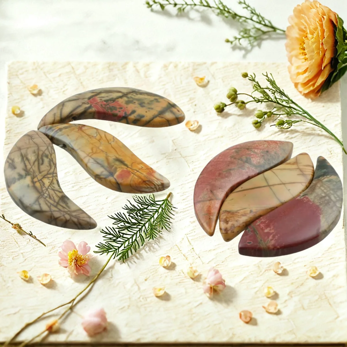 TUMBEELLUWA 3pcs Natural Picasso Jasper Stone Beads Top Drilled Healing Reiki Pendant For Jewelry Making DIY Accessories