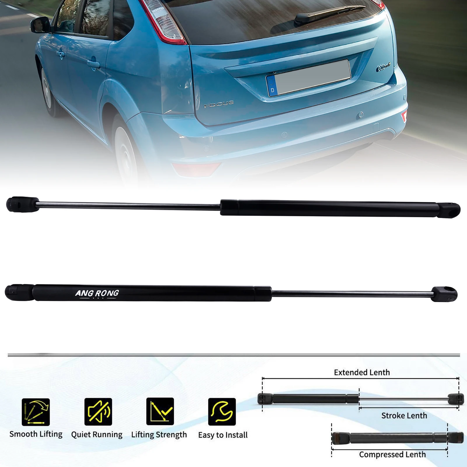 Rear Tailgate Lifter Support Boot Gas Struts For 06-10 Ford Focus Cabrio MK2