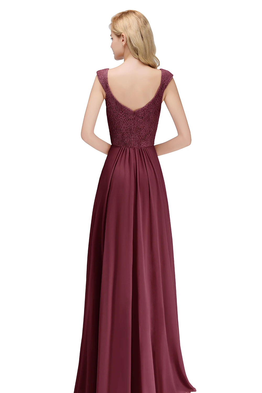 Sexy Burgundy Pink Evening Dresses Elegant Chiffon Evening Dresses Long Lace Formal Women Prom Gowns Party Vestido De Fiesta