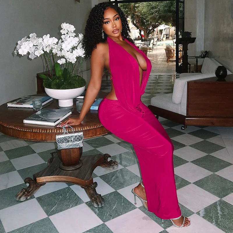 Abito da donna Sister Star all'ingrosso alla moda sexy ritaglio con scollo all'americana design con schiena scoperta abito lungo da festa in discoteca