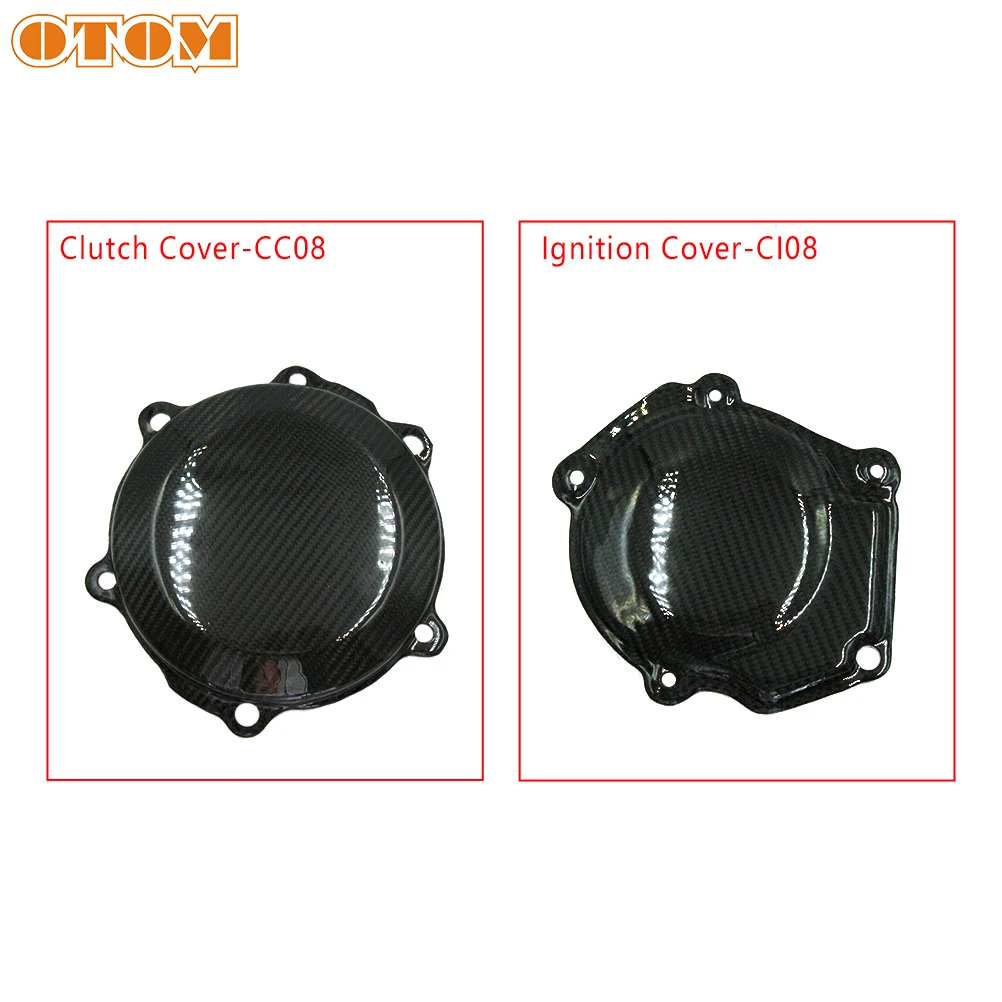 

OTOM Motorcycle Clutch Cover-CC08/Ignition Cover-CI08 Carbon Fiber Black Protection For YAMAHA YZ250 YZ250X Motocross Accessory