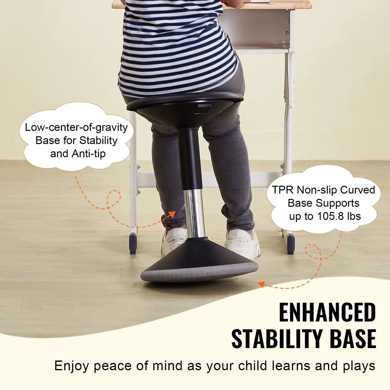 Wobble Chair, Height-Adjustable (15.7-21.7