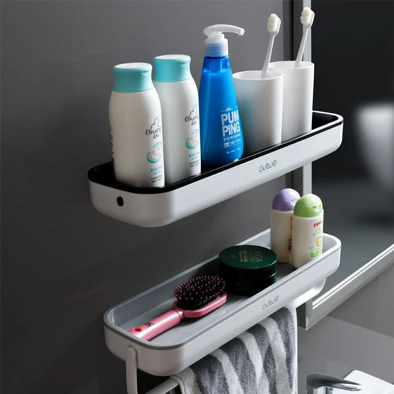 Bathroom Toilet White Shelf Kitchen No-punch Multifunctional Shower Restroom Wall Storage Racks Design Organizer Container