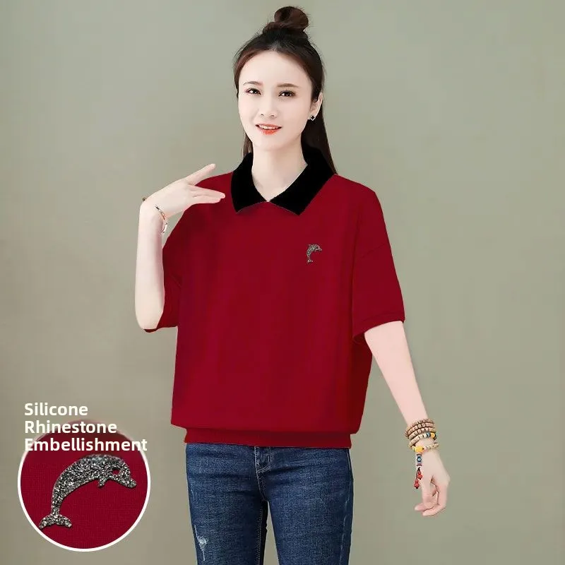 Damska bluza na wiosnę i lato, luźna, uniwersalna, odmładzająca, plus size, top.