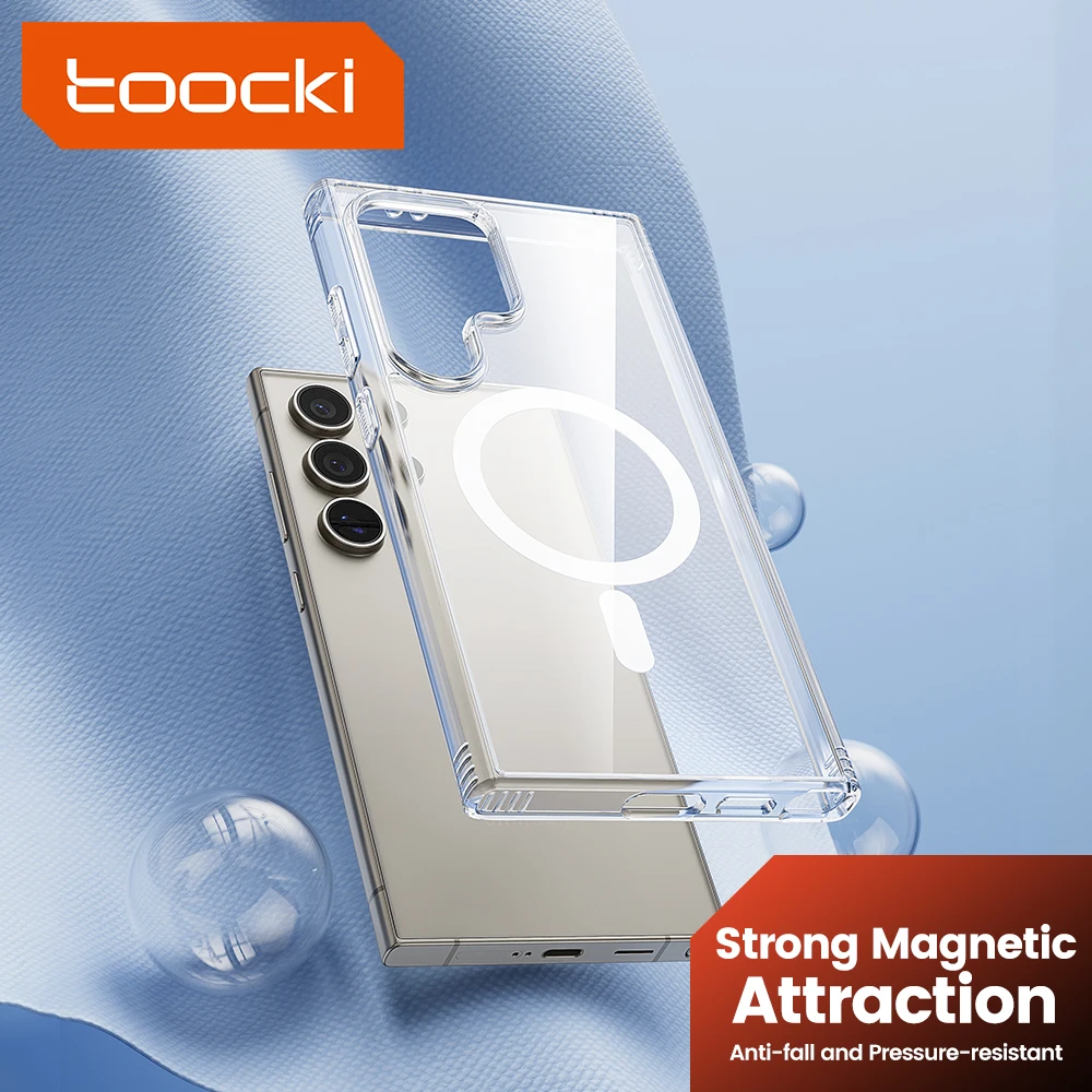 Toocki Magnetic Transparent Case For Samsung S22 S23 S24 Plus Ultra Clear Shockproof Soft Magnetic Wireless Phone Case Protector