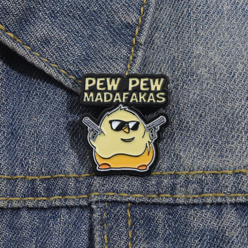 Cute Pew Pew Madafakas Duckling Gun Enamel Pins Cartoon Animal Duck Brooches Backpack Lapel Badge Accessories Gift Wholesale