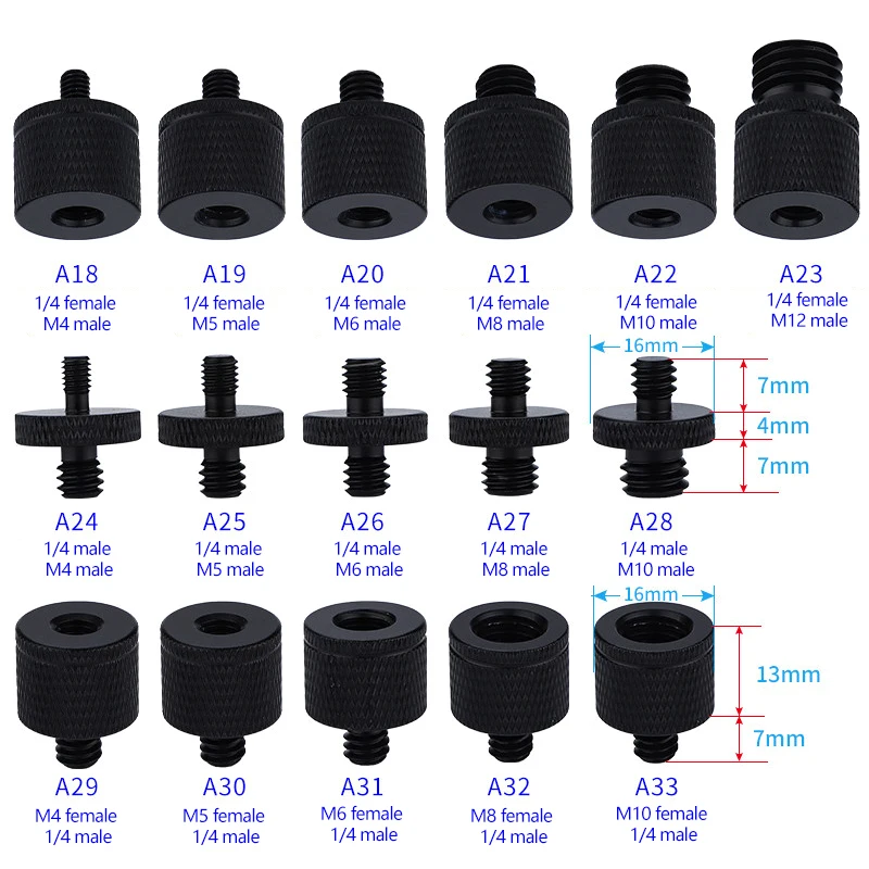 Parafuso de conversão porcas duplas tripé montagem 1/4tom4 m5 m6 m8 m10 Polegada suporte do projetor adaptador conversor para câmera dslr tripé acc