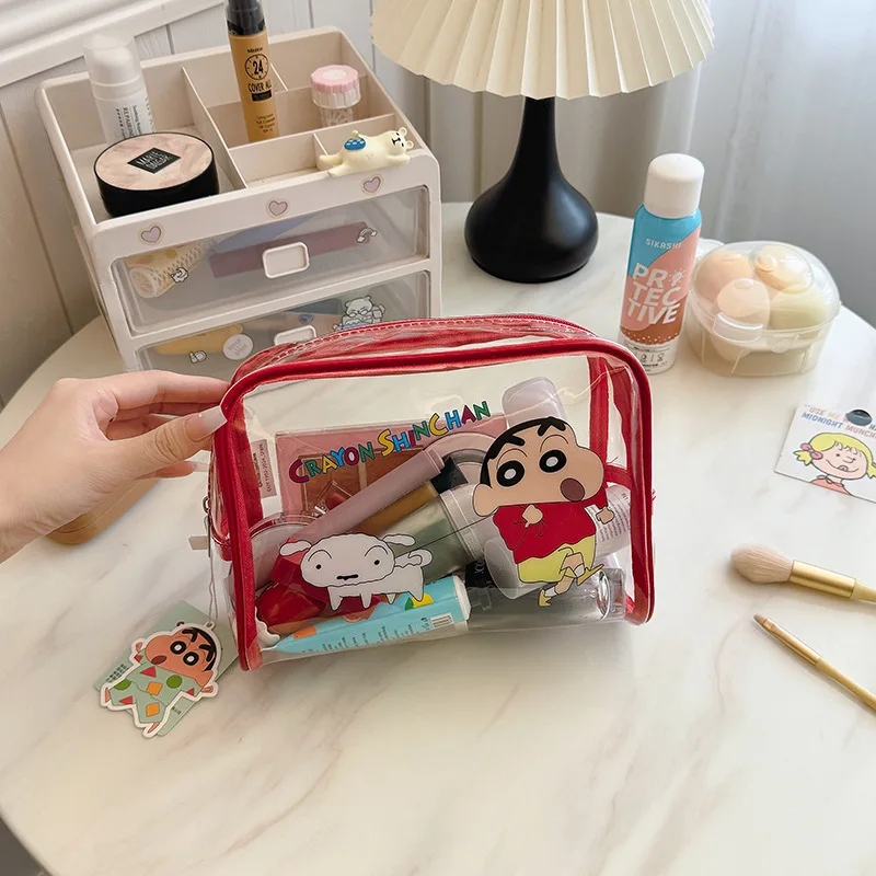 Crayon Shin-Chan High-Capacity Good-Looking Transparent Storage Bag Cute Cartoon Portable Travel Makeup Bag A Gifts for Girls