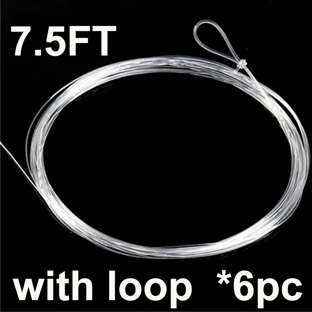 Maximumcatch 6 Stück Fliegenfischer-Vorfachseil 7,5/9/12/15FT 0X-7X Klares, konisch zulaufendes Nylonschnur mit Schlaufe für Forelle, Barsch, Lachs, Hecht – Tippet-Ausrüstung