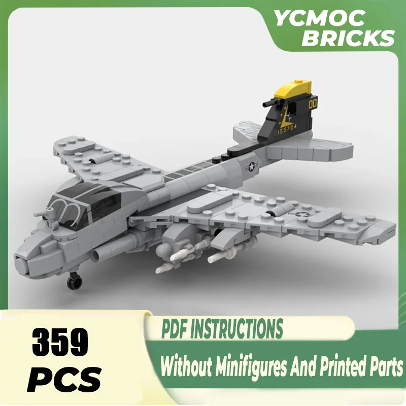 Military Series Moc Building Blocks 1:72 Scale A-6E Intruder Model Technology Aircraft Bricks DIY Assembly Fighter Toy For Kid