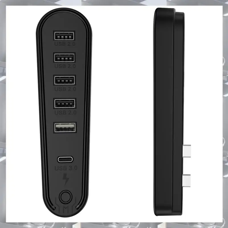 Hot Selling-6-In-1 USB 2.0 HUB For PS5 PRO/Slim Host USB Expansion Hub Splitter Data Transmission Extender With RGB Light,6-In-1