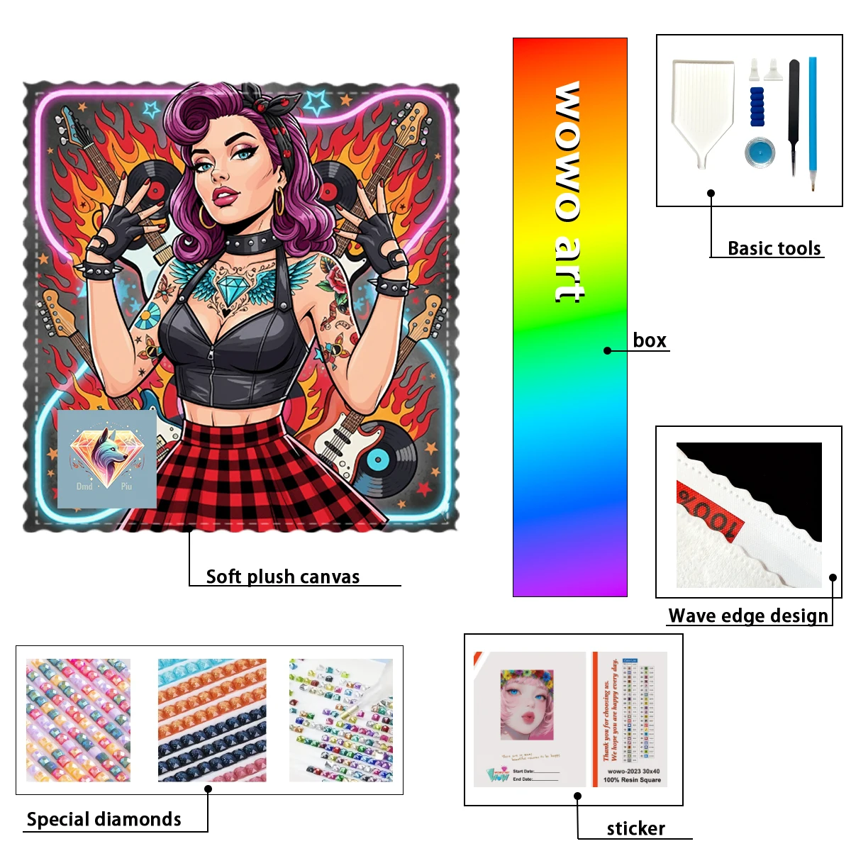 

【Piu Diamond Art】 Набор для вышивания алмазной мозаикой «Девушка в клетчатой юбке», 100% смола FD+AB+XC, идеальное произведение искусства, которое стоит купить