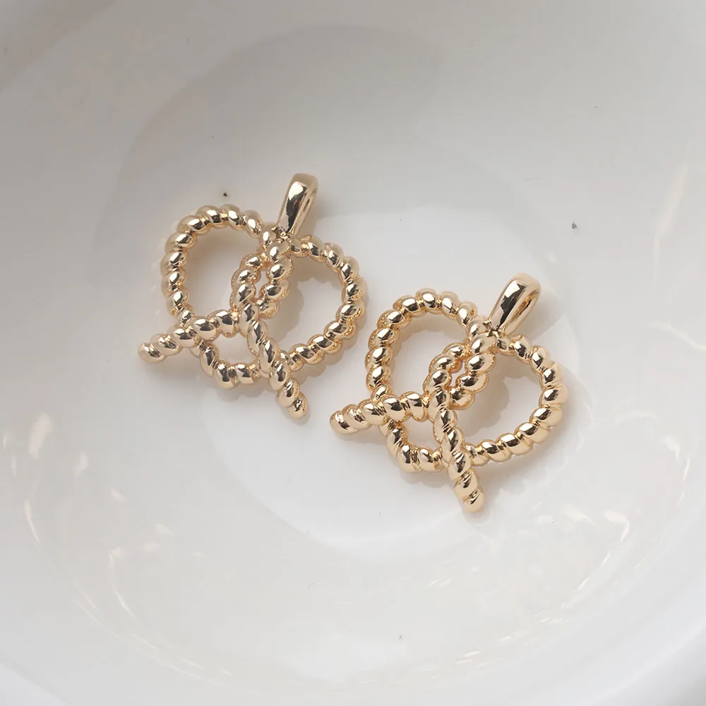 2PCS 14K Gold Plated Color Retention Heart Bread Pendant Necklace Material Accessories Jewelry DIY Making Supplies