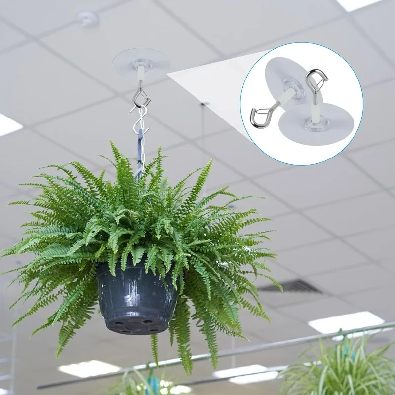 Heavy Duty Ceiling Hooks Self Adhesive Duty Wall Hangers for Flower Pot Hanging Bracket Hook Garden Planter Windproof Screw Hook
