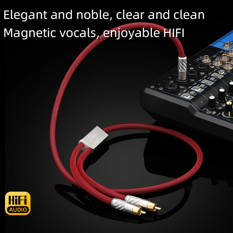 ATAUDIO 6N Sterling Silver HiFi 6.5 to 2RCA Cable for Mixing Console Power Amplifier Guitar Jack 6.5mm to 2RCA Aduio Cable