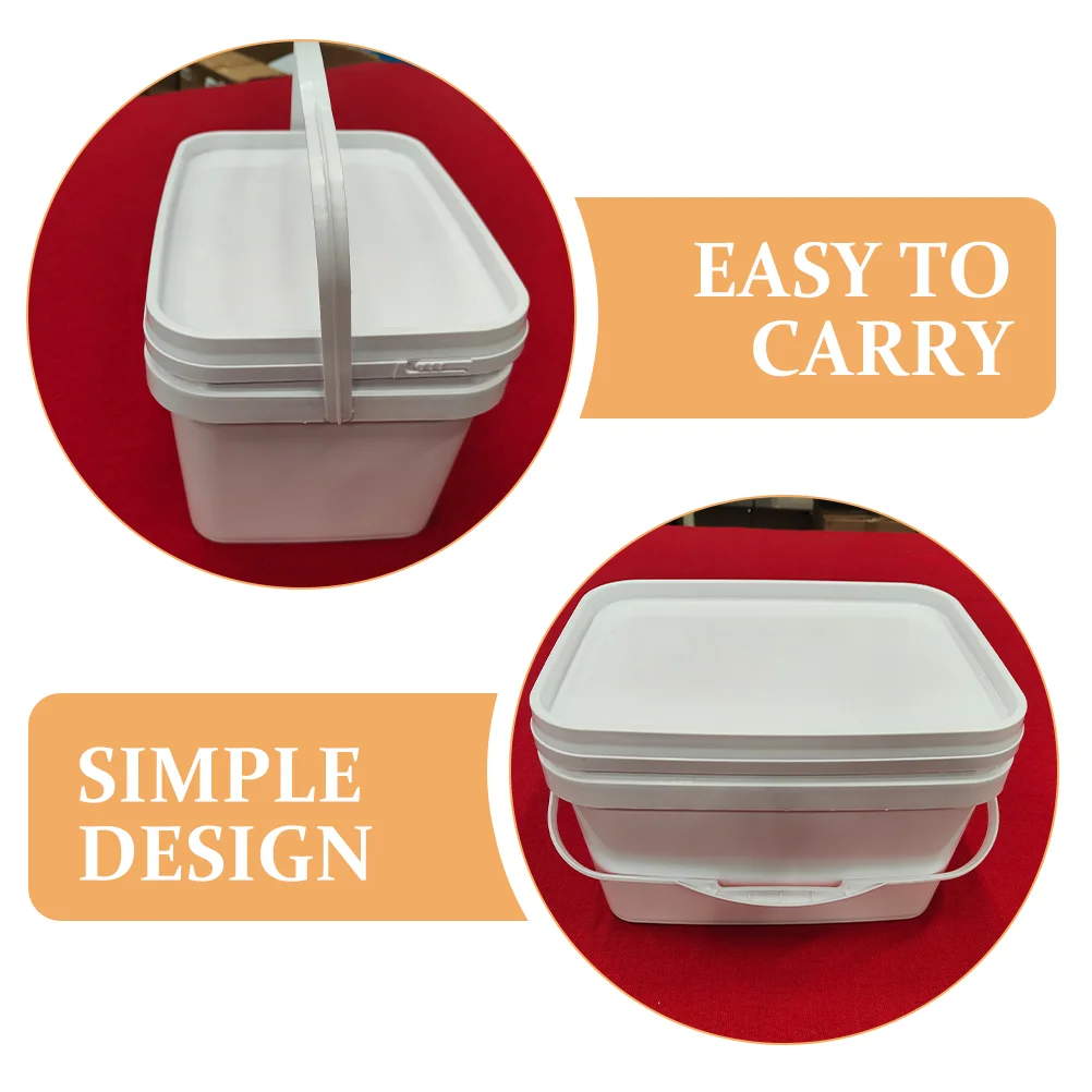Paint Bucket White 3L Square Handheld Wide Bucket With Lid Mouth PP Material Storage Storage Container Container