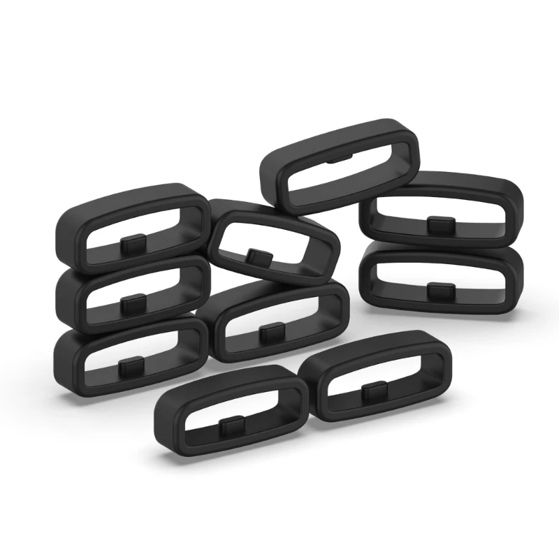 10pcs Silicone Fastener Ring 18mm / 20mm / 22mm Wristband Keeper Smartwatch Strap Retainer Holder Replacement Accessory