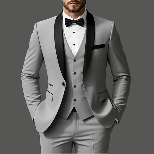 Conjunto de traje de 3 piezas para hombre, chaqueta + chaleco + pantalones, de alta calidad, a la moda, adecuado para bodas, fiestas y ocasiones formales