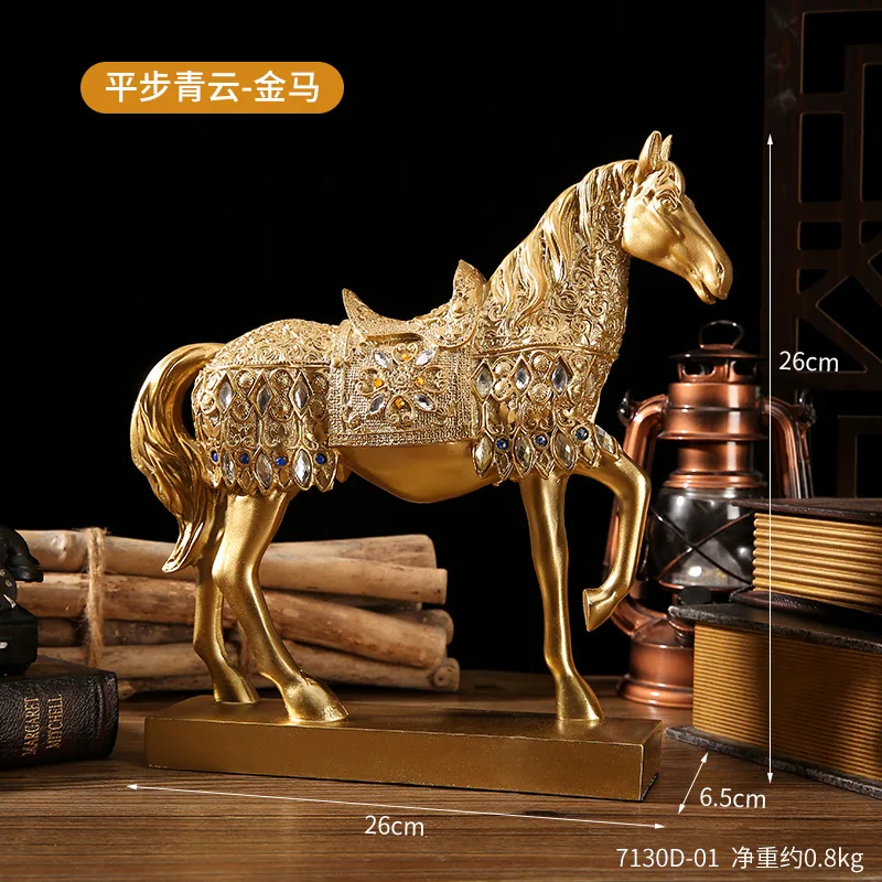 Golden Horse Ornament Living Room TV Cabinet Wine Cabinets Decorative Model Office Tabletop Ornament Housewarming Gift - Image 2