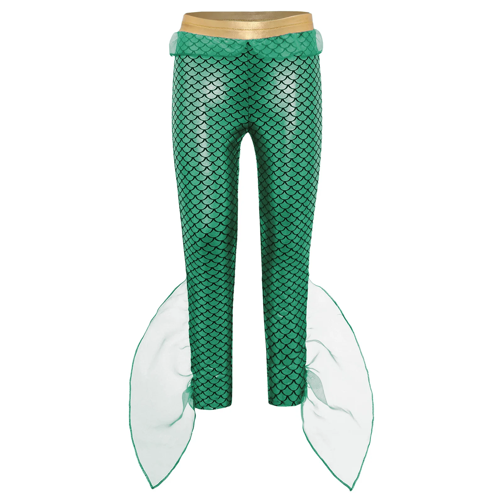 

Girls Boys Halloween Mermaid Pants King of the Seas Costume Fish Scales Print Ruffle Swim Pants Beachwear for Rave Party Cosplay