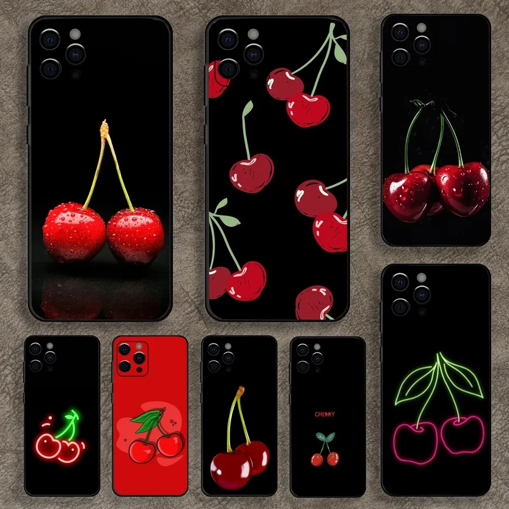 

Retro Fruit Cherries Cherry Phone Case For Apple iPhone 15,14,13,12,11,Pro,X,XS,Max,XR,Plus,Mini Soft Black Cover