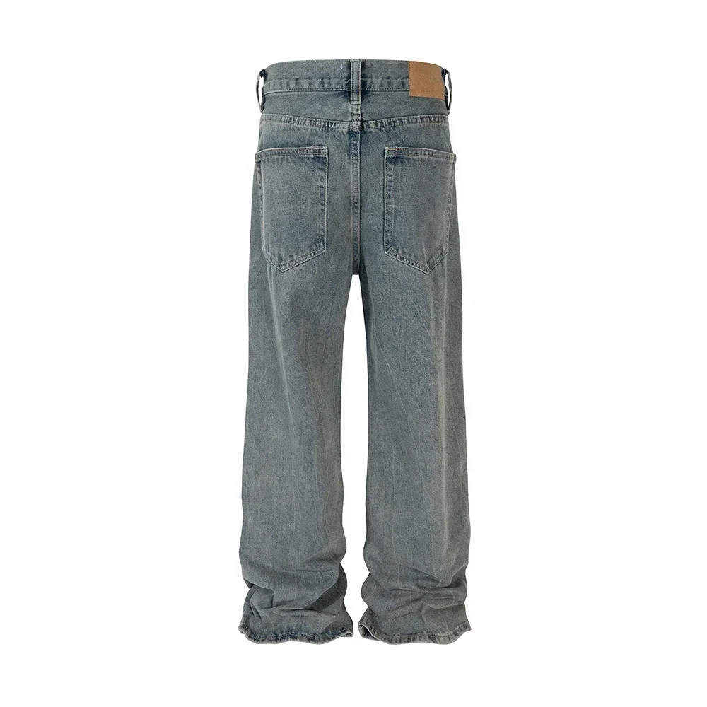 

New Washed Faded Distressed Baggy Jeans for Men Straight High Street Retro Casual Denim Trousers Vintage Loose Cargo Pants