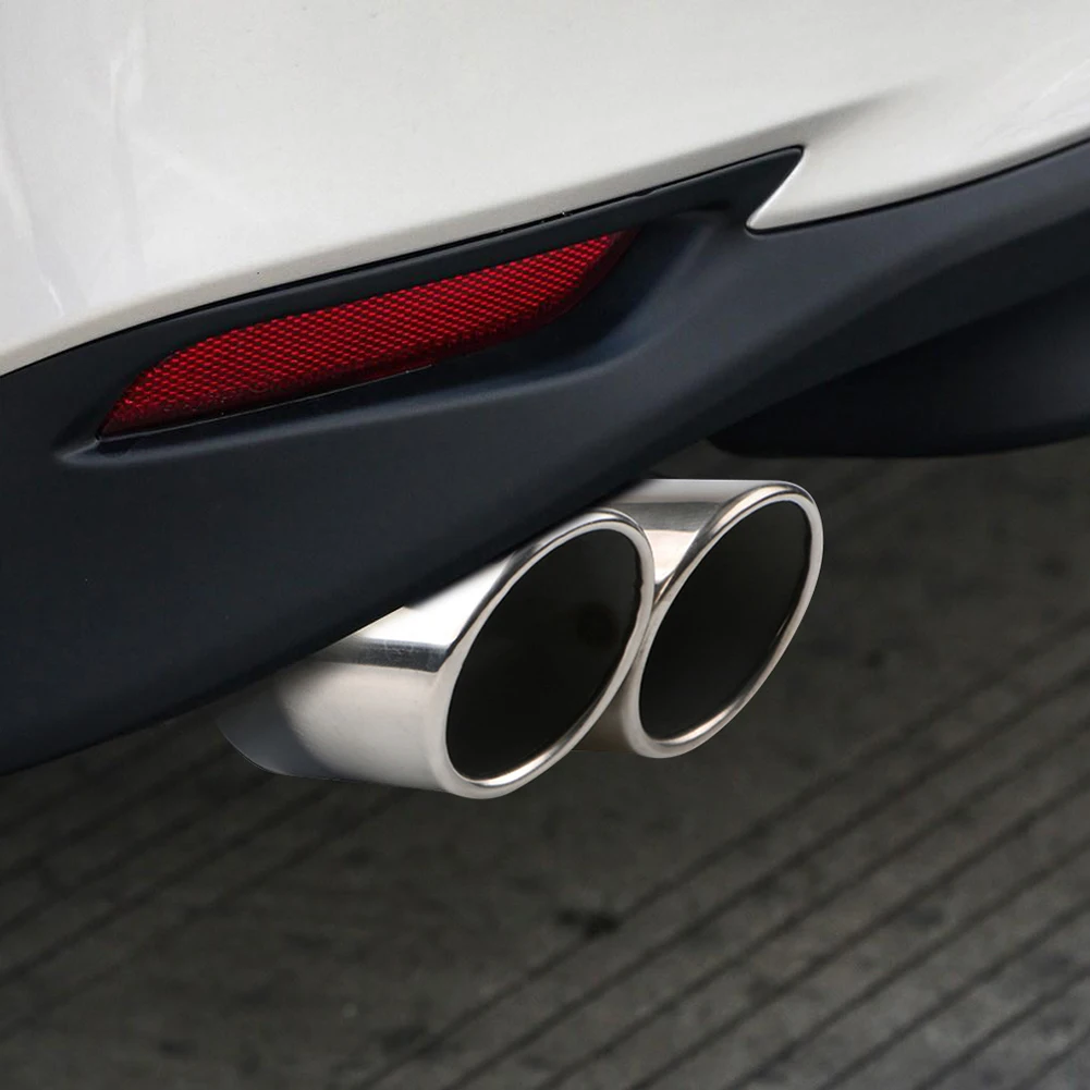 

Car Exhaust Muffler Tip Stainless Steel Exhaust Tailpipe Tip Dual Outlet Rear Exhaust Pipe Car Modification Parts