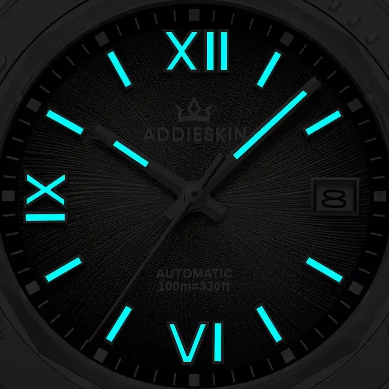 AddiesKin K002 Automatic Mechanical Watch for Men Sapphire Glass 10Bar Waterproof 316L Stainless Steel Calendar Mechanical Watch
