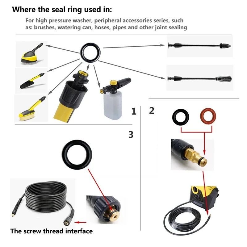 O-Ring for Karcher K2 K3 K4 K5 K6 K7 Lance Hose Nozzle Spare Parts Rubber Sealing O-Ring Replace 2.640-729.0
