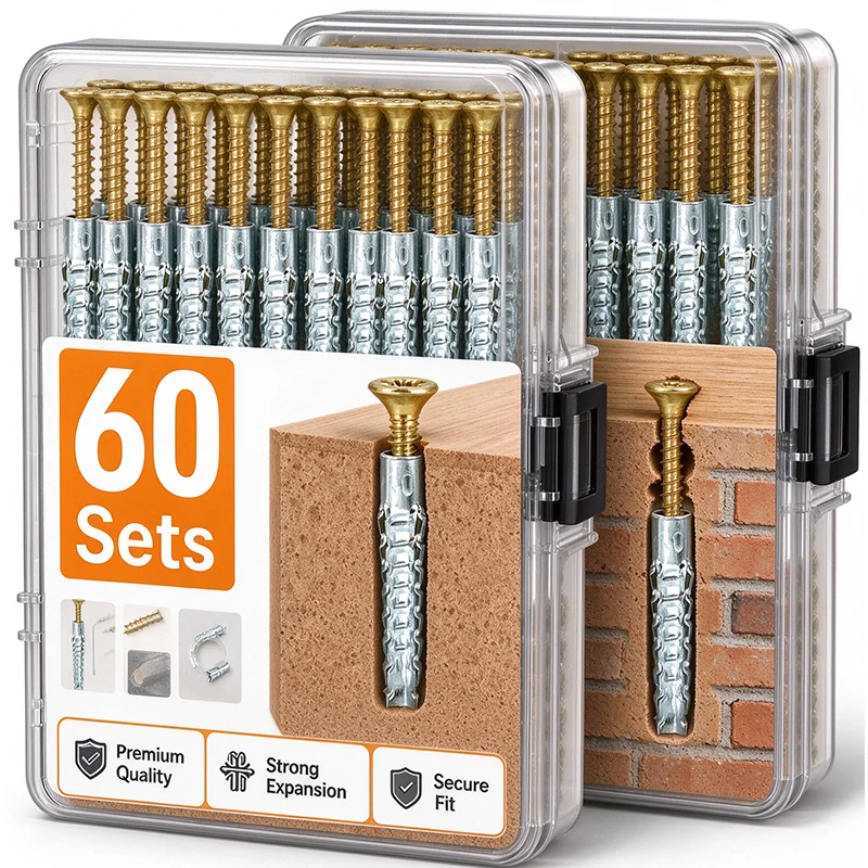 10/60sets Self Tapping Expansion Pipe Drywall Framing Frame Hanging Fixed Bolt Drilling Plug Anchors Repair Hardware Fasteners