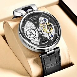 LIGE Men Watch Creative Quartz Watches Fashion Casual Waterproof Auto Date Leather Band Luxury Watch For Men Gentleman Gift+Box