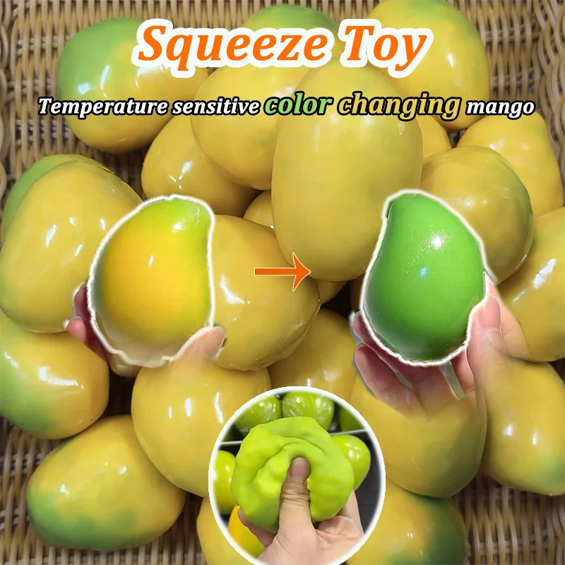 Color Changing Mango Soft Rubber Soothing Toy Squeeze And Play To Relieve Anxiety And Stress Soft ASMR Sensory Squeezing Ball