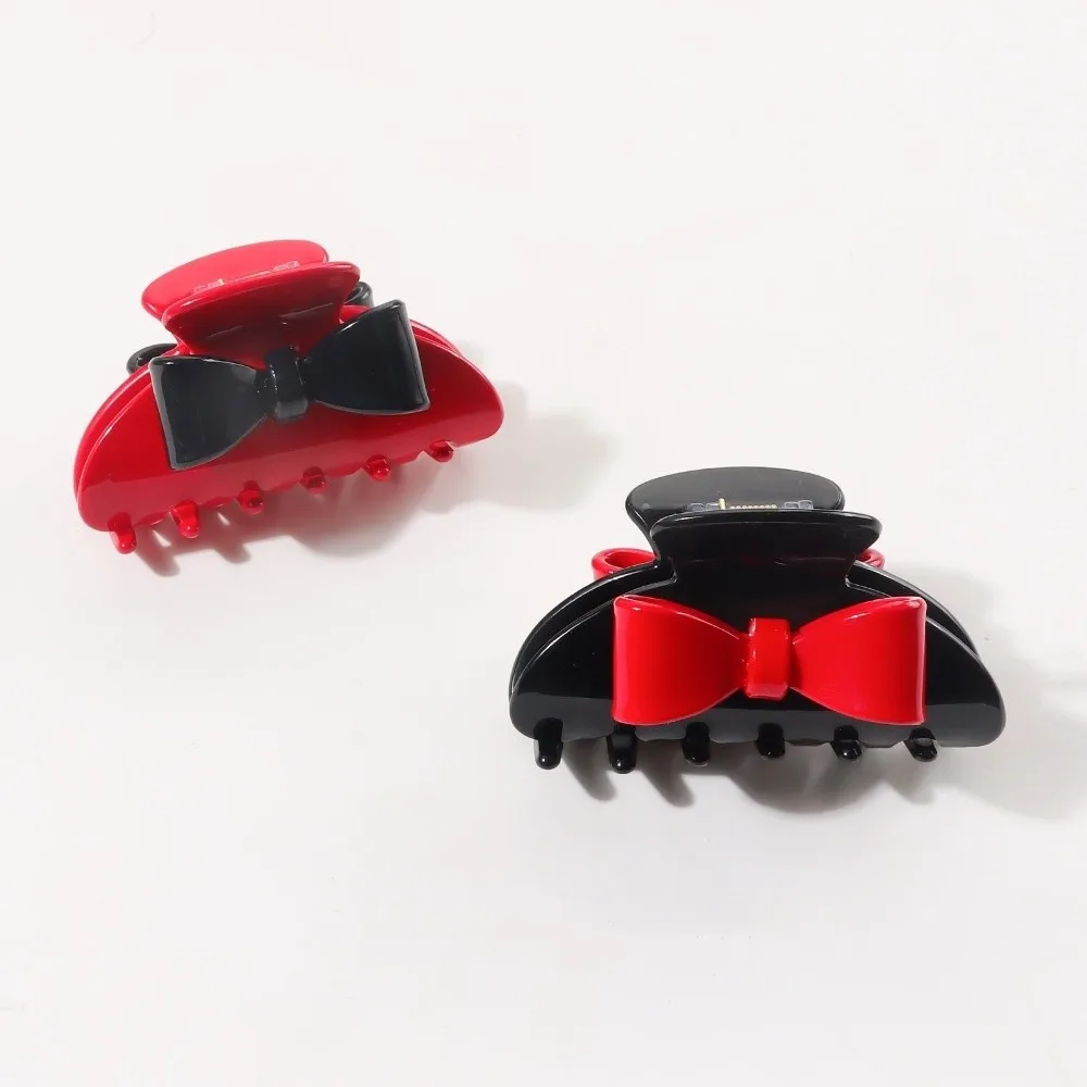 

Fashion Acrylic Bow Hair Claw Headdress Korean Style Bowknot Claw Clip Large Red Acetate Shark Clip Girl