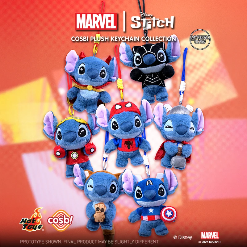 

Горячие игрушки MARVEL Stitch Cosbi, плюшевый брелок, коллекция слепых коробок, кукла, кулон, стежка как Железный человек, Человек-паук, Тор, ракета, подарки