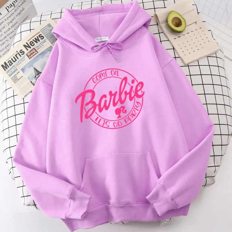 Barbie Girls Hoody Women Fashion Print Let's go party Streetwear Hoodies Sweatshirt Women's Trendy Pullover Hoodie Clothing