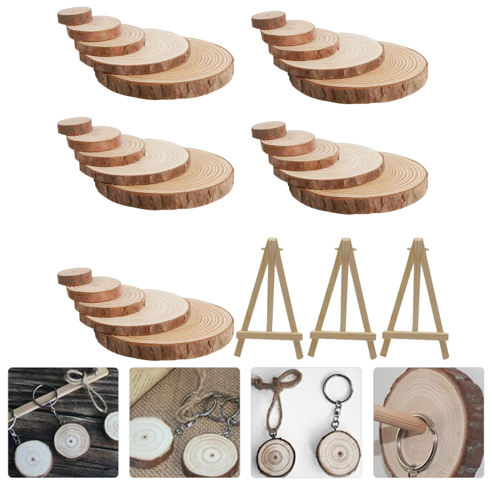 

1Set Round Decorative Wooden Slices DIY Painting Props Photo Background Home Wall Hanging Natural Craft Supplies