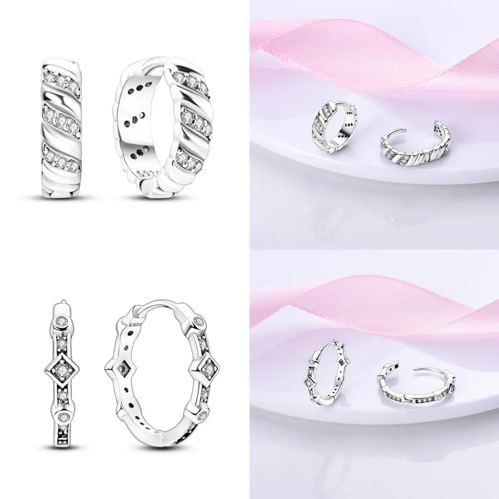 New Simple Style Sterling Silver 925 High Quality Heart Women Hoop Earrings Fit Original Earrings Fine Jewelry Birthday Gifts
