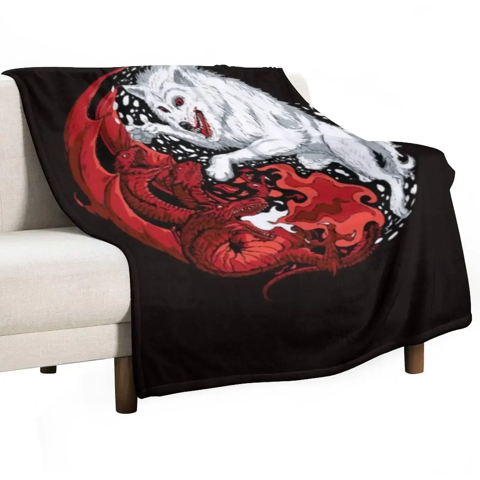 Wolf and Dragon Throw Blanket cosplay anime Decorative Beds Blankets